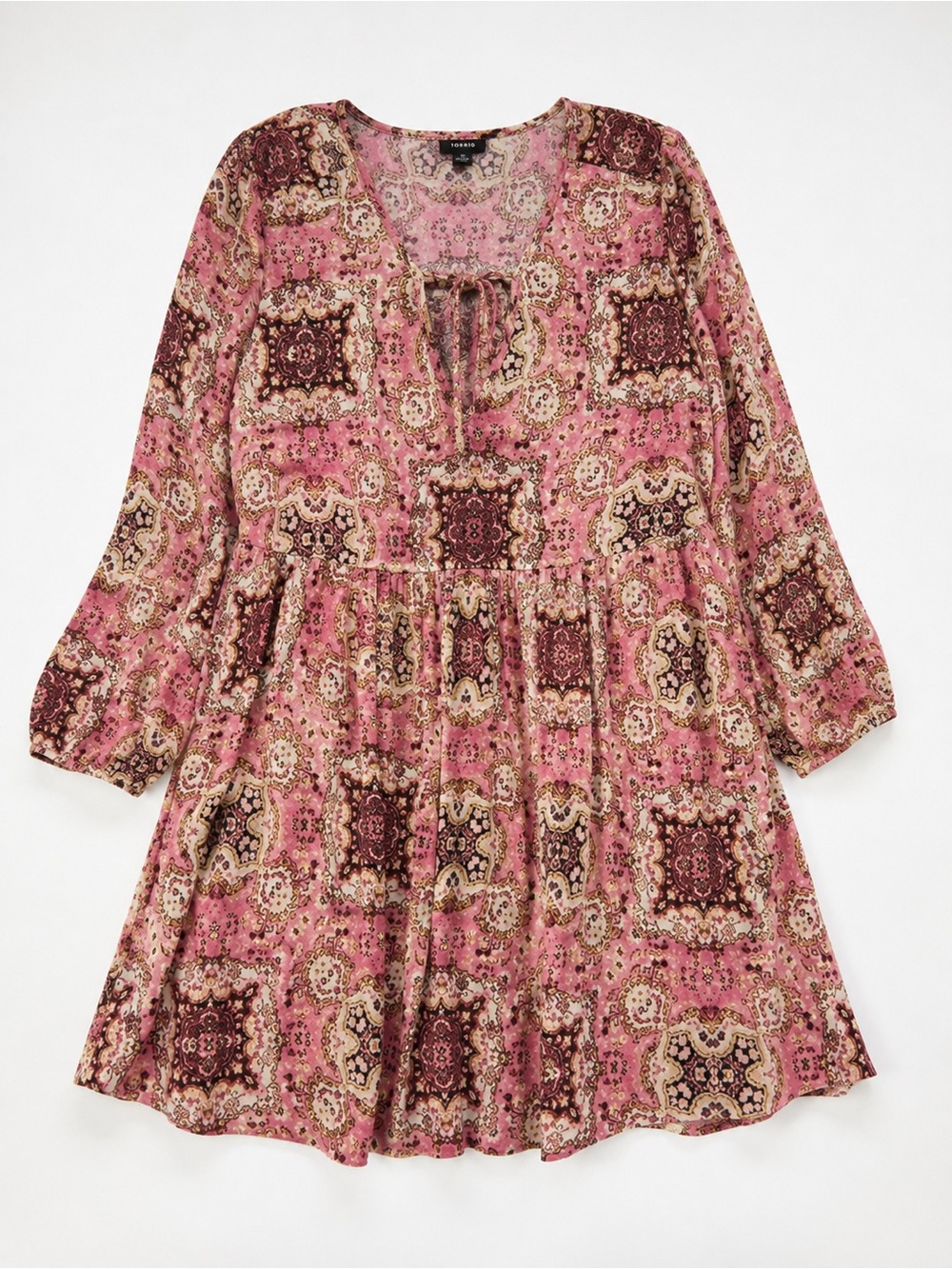 Torrid Pink Floral Boho Medallion Print Babydoll Dress Size 3X - Picture 3 of 6